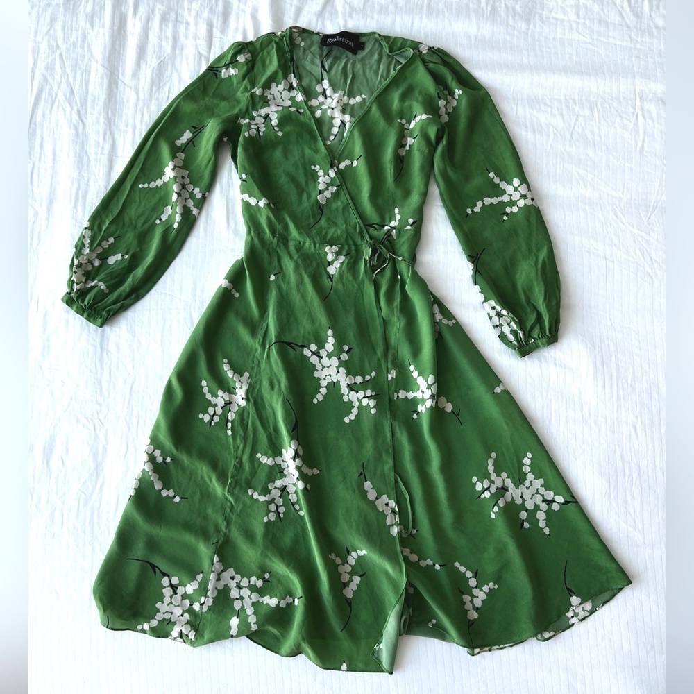 Floral Green Wrap Dress
